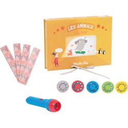 Moulin Roty – Coffret cinéma, lampe à histoires – Les Animaux du soir