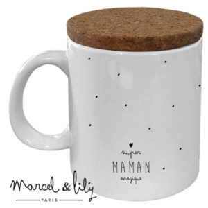 Marcel et Lily – Mug Avec Son Couvercle En Liège – Papounet d’amour