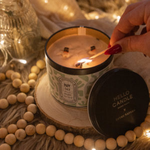 Hello Candle X Lutry Nature – Bougie exclusive 3 mèches – MATCHA LATTE