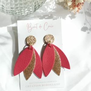 Brut de Cuir – Boucles d’oreilles – Capucine – Fuchsia
