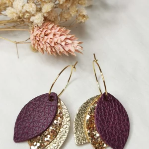 Brut de Cuir – Boucles d’oreilles – Chloe – Prune