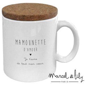 Marcel et Lily – Mug Avec Son Couvercle En Liège – « Mamounette d’amour »