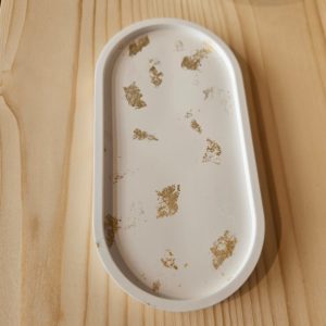 Lutry Nature – Plateau ovale – Blanc et doré n°1