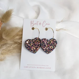 Brut de Cuir – Boucles d’oreilles – Grande Suzzi – Pailleté bleu