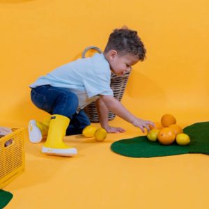 Meduse – Bottes de pluie enfants – Jaune et blanc