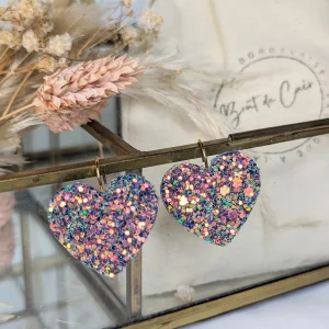 Brut de Cuir – Boucles d’oreilles – Beatriz glitter bleuté