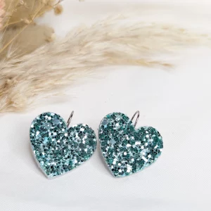 Brut de Cuir – Boucles d’oreilles – Beatriz glitter bleu sirène