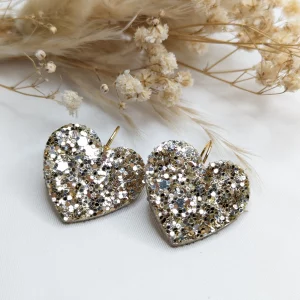 Brut de Cuir – Boucles d’oreilles – Beatriz glitter doré et argenté
