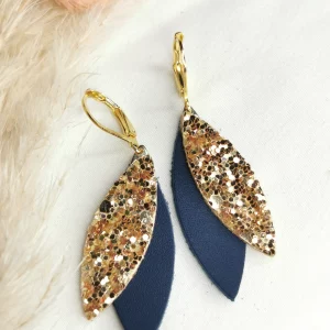 Brut de Cuir – Boucles d’oreilles – Elise – Bleu