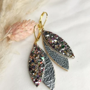 Brut de Cuir – Boucles d’oreilles – Elise – Argent