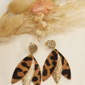 Brut de Cuir – Boucles d’oreilles – Gaëlle – Léopard