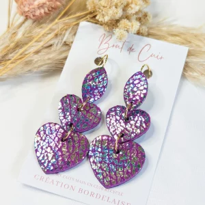 Brut de Cuir – Boucles d’oreilles – Vic – Violet pétrole