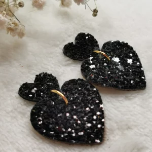Brut de Cuir – Boucles d’oreilles – Belza glitter noir