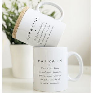 Marcel et Lily – Mug Avec Son Couvercle En Liège – Parrain