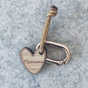 Les Petites Hirondelles – Porte clé coeur marraine