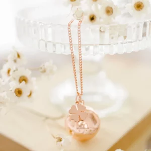 Pleine Lune – Bola de grossesse « Gri-Gri Trèfle » Or rose maille simple